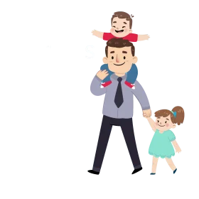 Heartwarming Family Scene with Father and Children Cartoon Clipart Illustration
