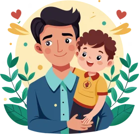 Heartwarming Father and Child Bond Illustrated in Adorable Dad Clipart Design