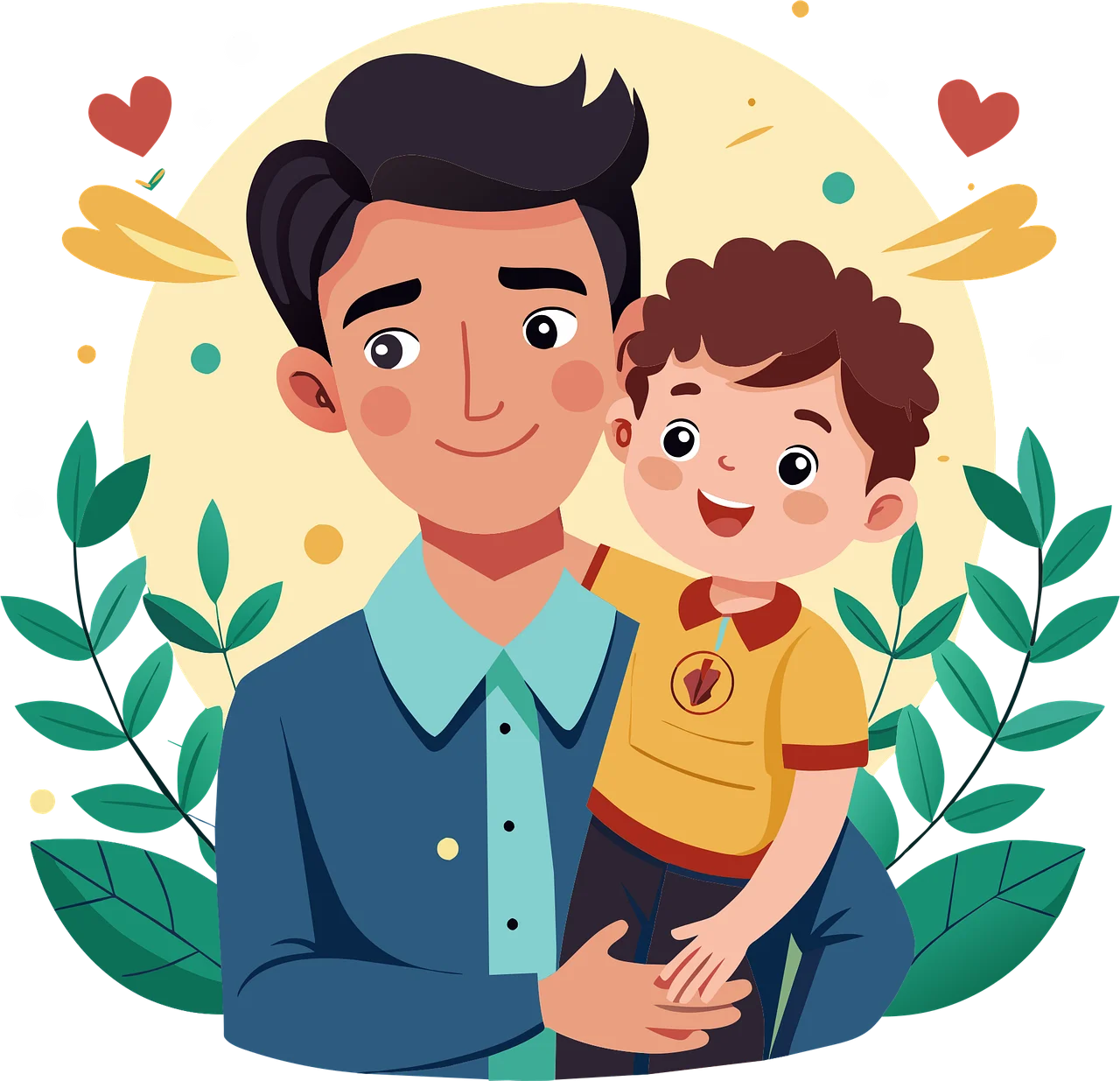 Heartwarming Father and Child Bond Illustrated in Adorable Dad Clipart Design