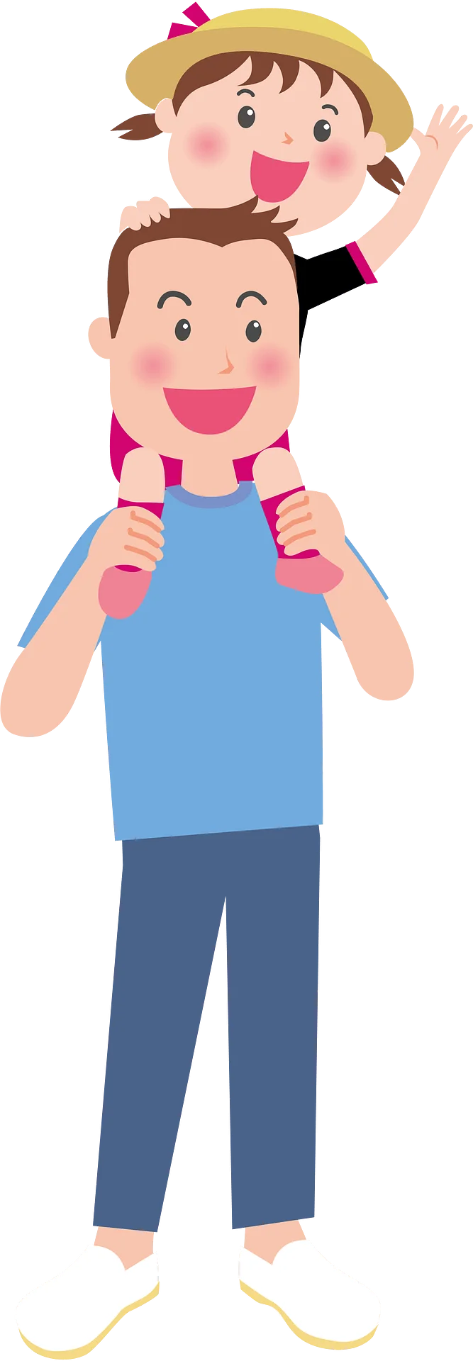 Heartwarming Father and Child Shoulder Ride Clipart Illustration of Family Love