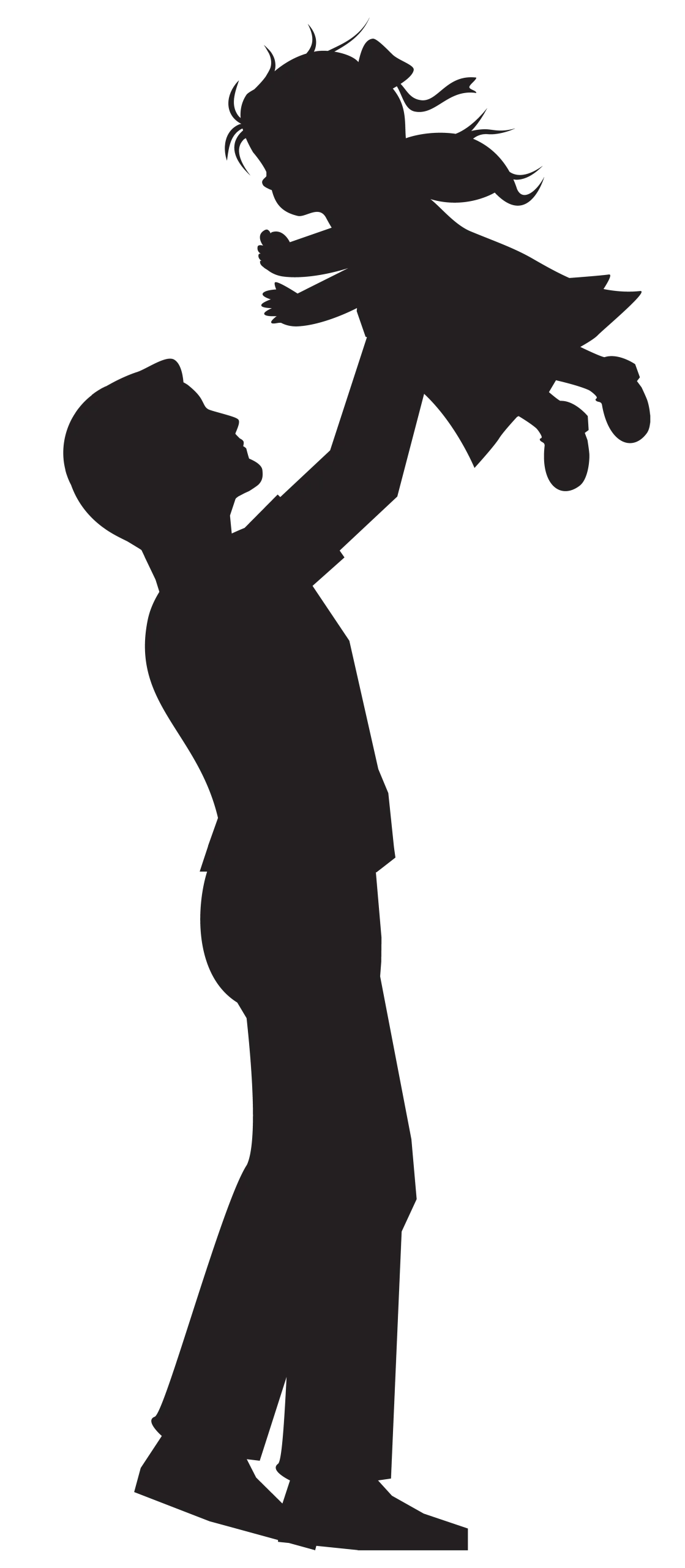 Heartwarming Father and Child Silhouette Clipart Illustration of Parental Love