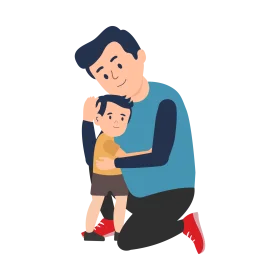 Heartwarming Father and Son Embrace Clipart - Emotional Family Connection Illustration