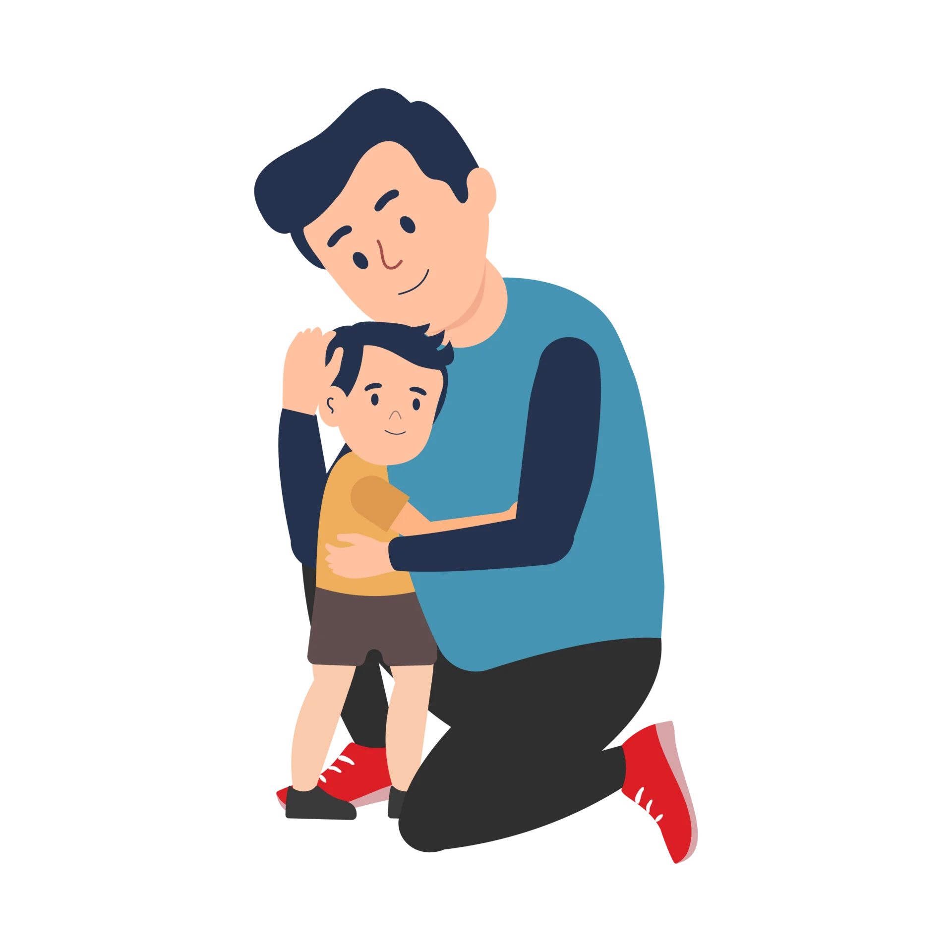 Heartwarming Father and Son Embrace Clipart - Emotional Family Connection Illustration