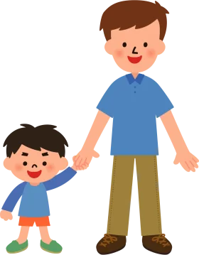 Heartwarming Father and Son Walking Together Cartoon Clipart Illustration