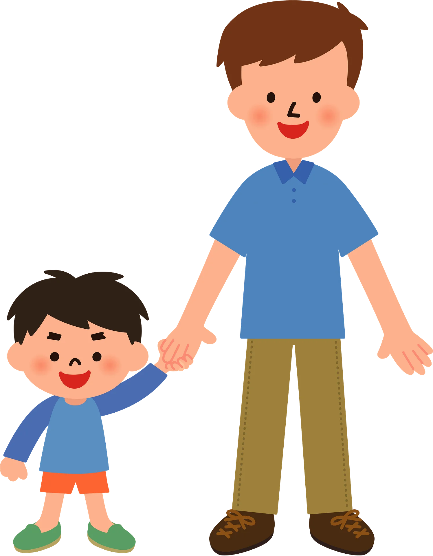 Heartwarming Father and Son Walking Together Cartoon Clipart Illustration