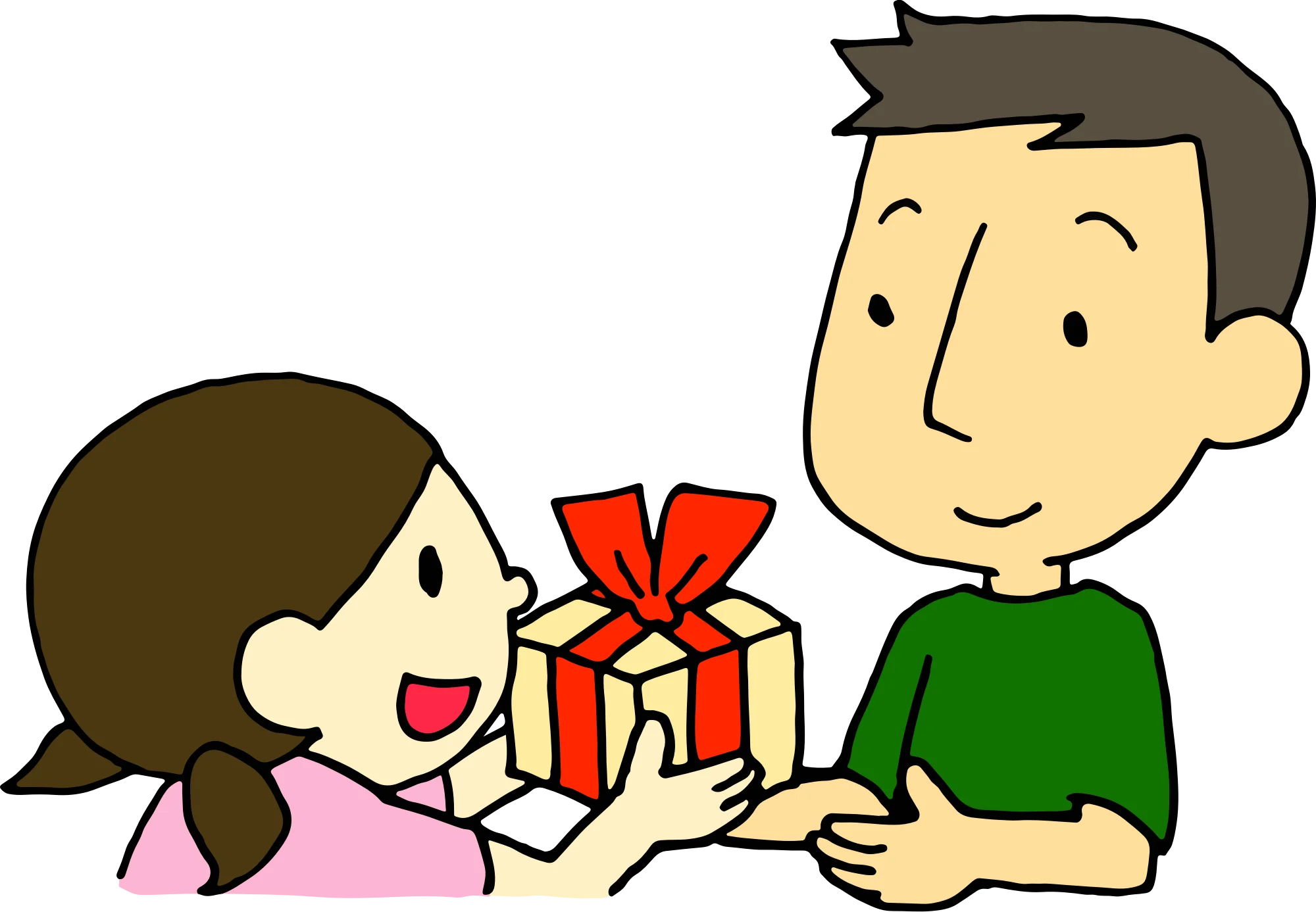 Heartwarming Father's Day Gift Giving Moment Cartoon Clipart Illustration