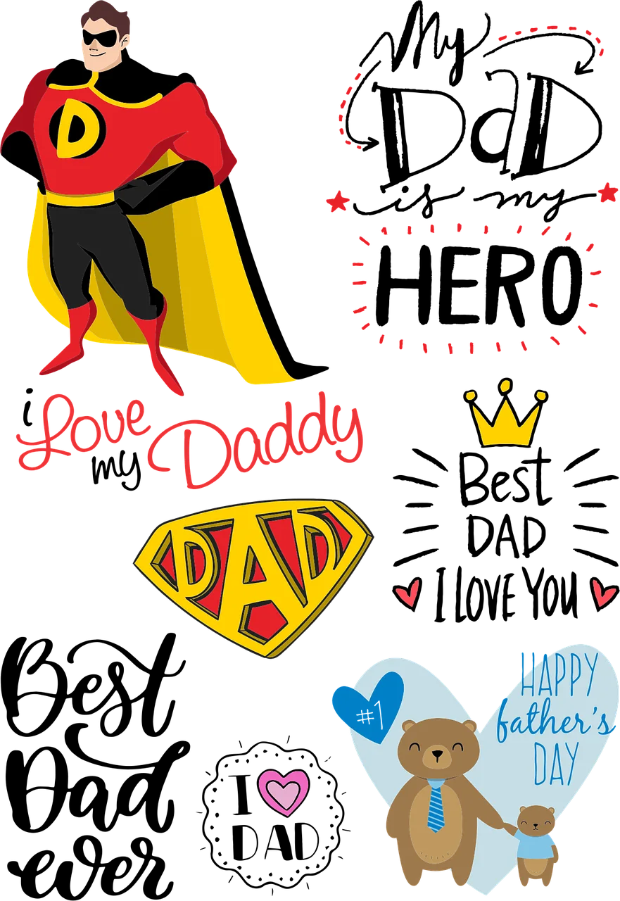 Heartwarming Superhero Dad Clipart Collection Celebrating Fatherhood Love