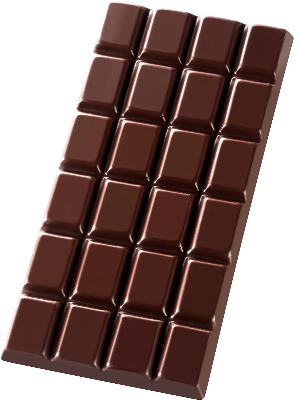 Luxurious Dark Chocolate Bar Clipart with Precise Rectangular Segments