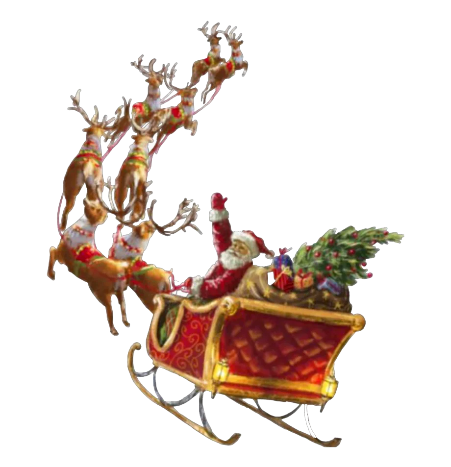 Magical Christmas Eve Sleigh Ride: Santa's Festive Clipart Journey Through Starlit Skies