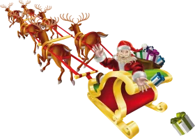 Magical Christmas Journey: Santa's Enchanting Sleigh Ride Clipart Illustration