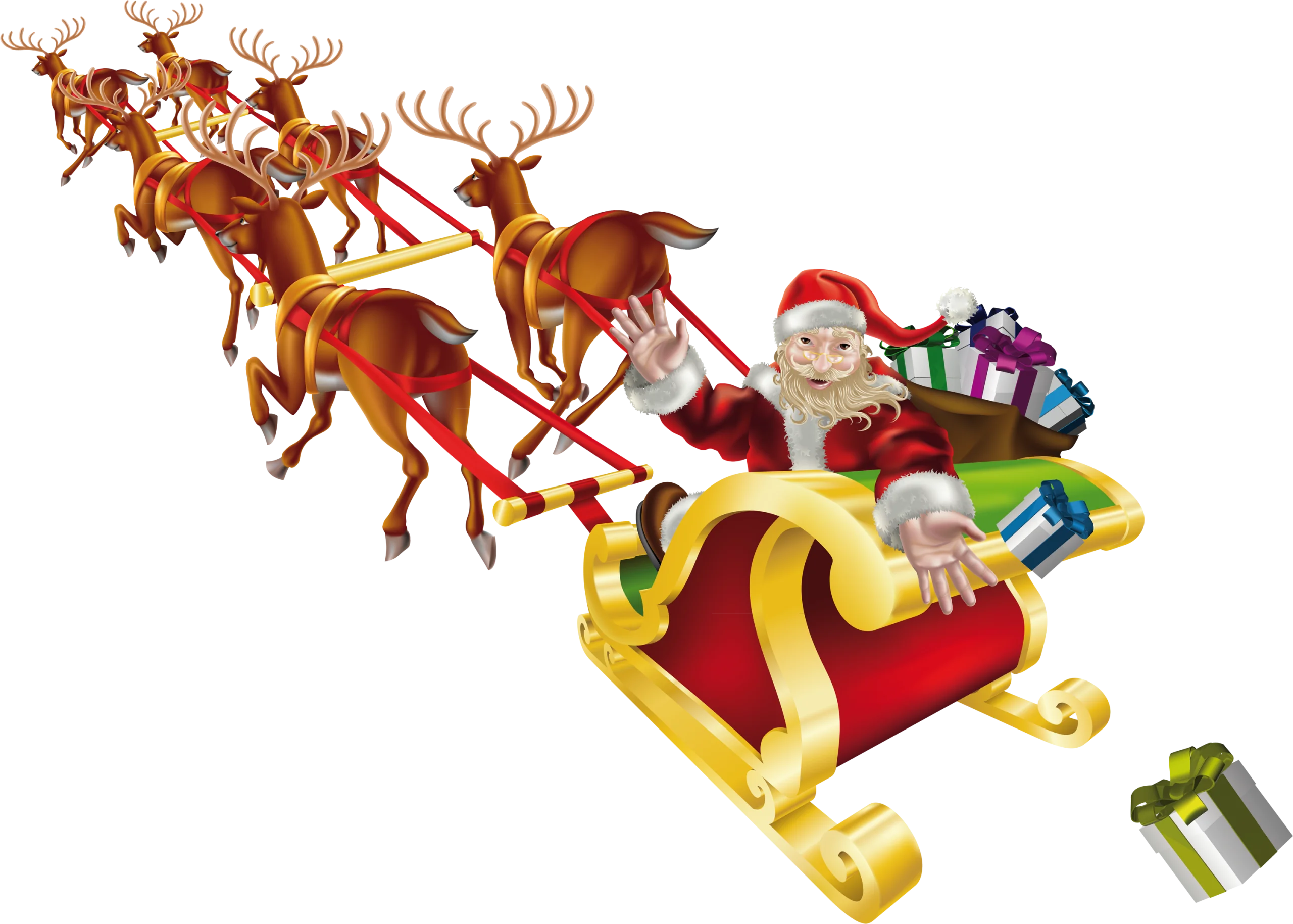 Magical Christmas Journey: Santa's Enchanting Sleigh Ride Clipart Illustration