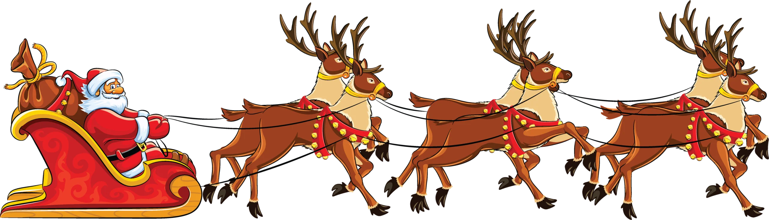 Magical Christmas Journey: Santa's Festive Sleigh Ride Clipart Illustration