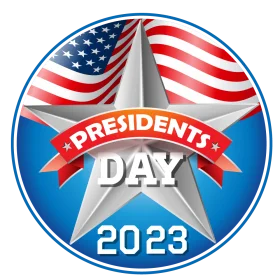 Patriotic Presidents Day 2023 Commemorative Clipart Design with Waving American Flag