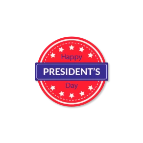 Patriotic President's Day Clipart Badge with Starry Red and Blue Design