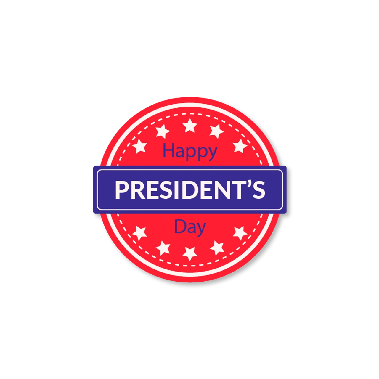 Patriotic President's Day Clipart Badge with Starry Red and Blue Design