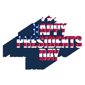 Patriotic Presidents Day Clipart with Bold 3D American Flag Typography