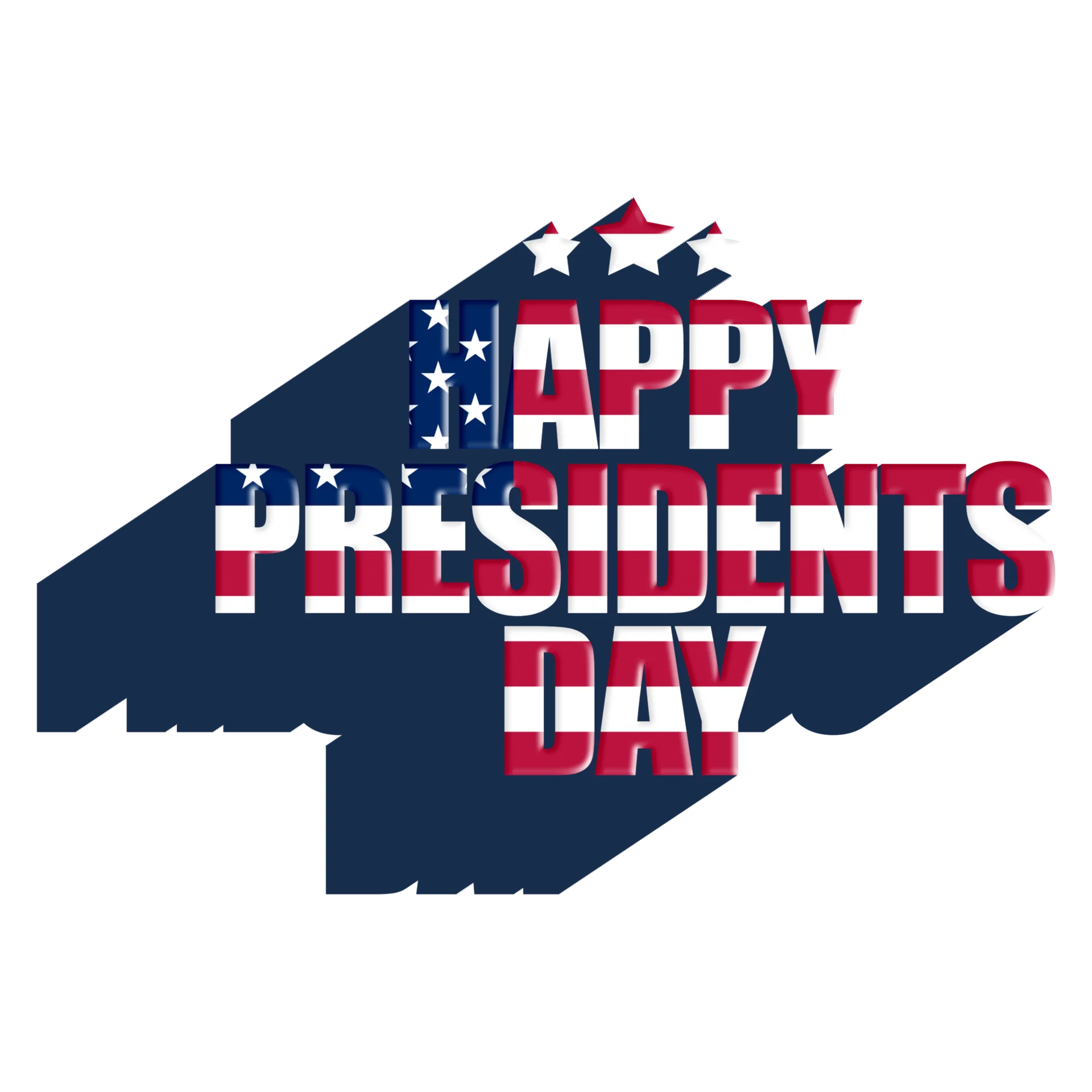 Patriotic Presidents Day Clipart with Bold 3D American Flag Typography