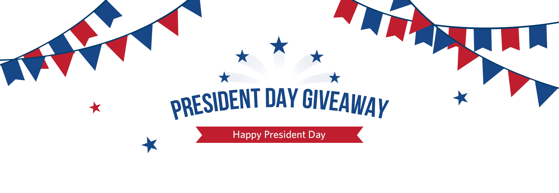 Patriotic President's Day Giveaway Celebration Clipart Design with Festive Bunting