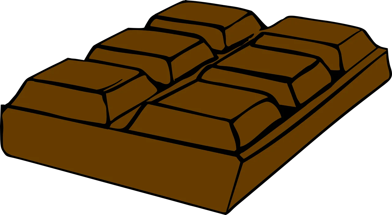 Rich Brown Chocolate Bar Clipart Illustration with Segmented Squares