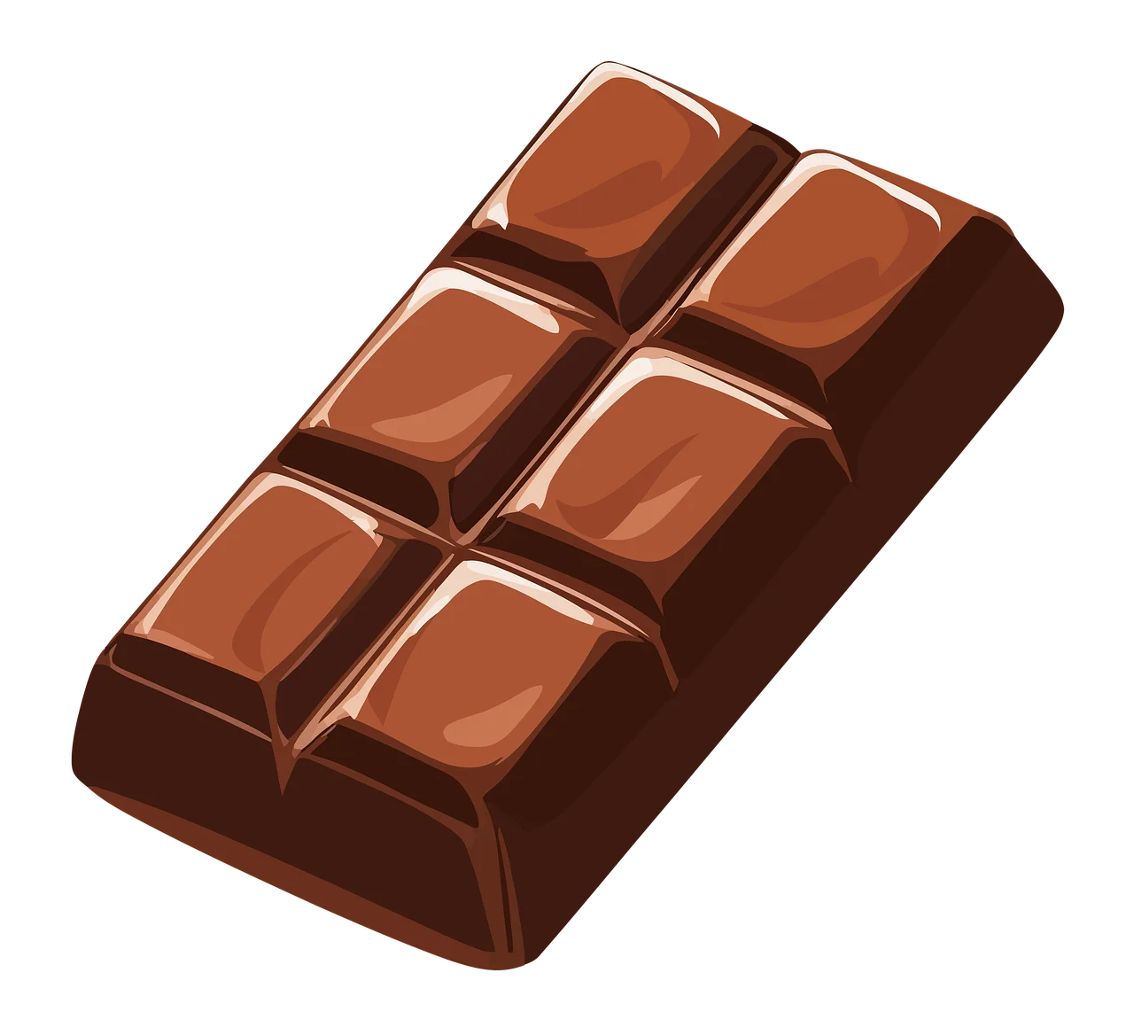 Rich Chocolate Bar Clipart Illustration with Glossy Segmented Design