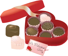 Romantic Heart-Shaped Chocolate Box Clipart with Valentine's Day Greeting Card