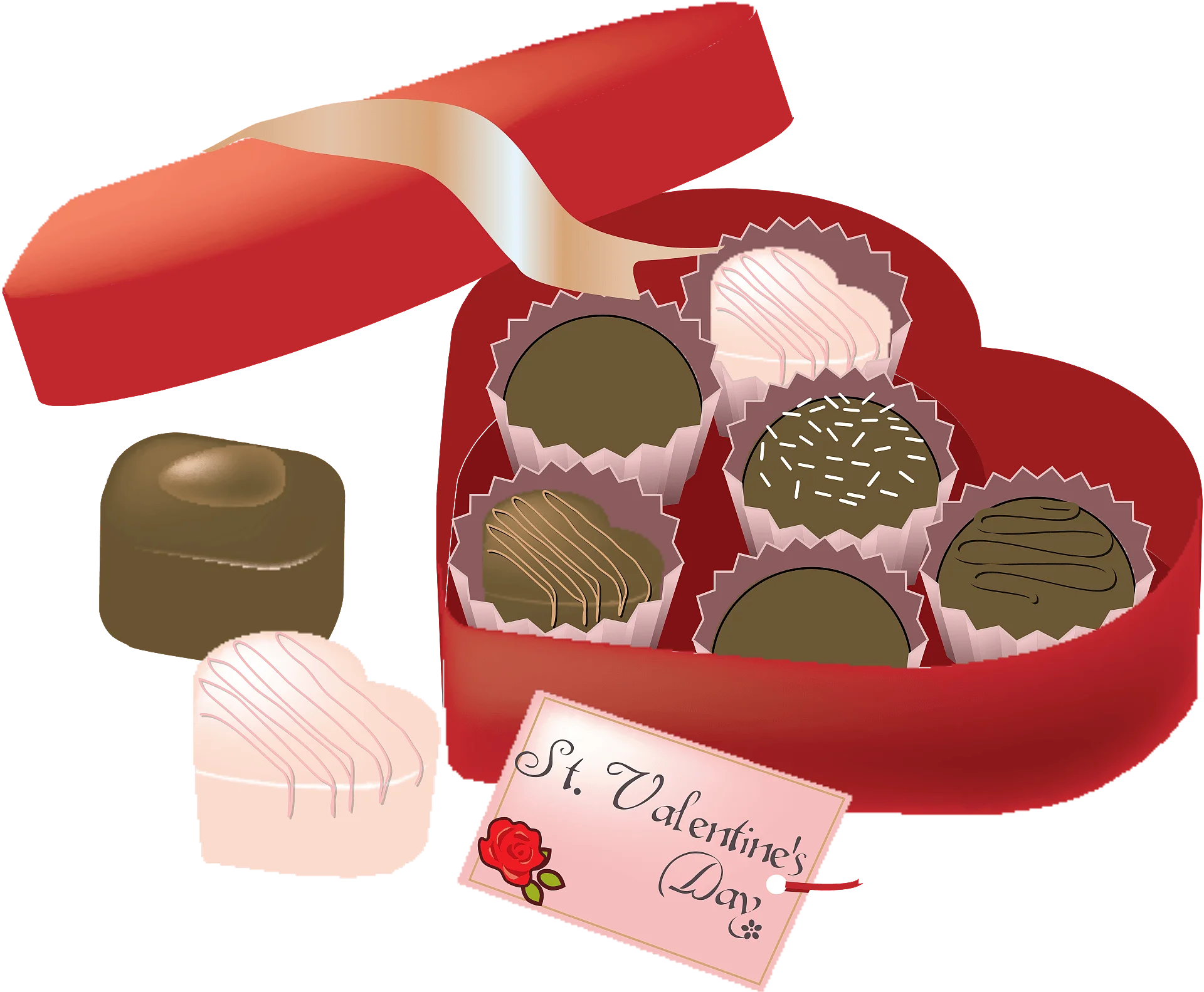 Romantic Heart-Shaped Chocolate Box Clipart with Valentine's Day Greeting Card