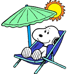 Snoopy Enjoying Sunny Summer Day Relaxing Beach Clipart Scene