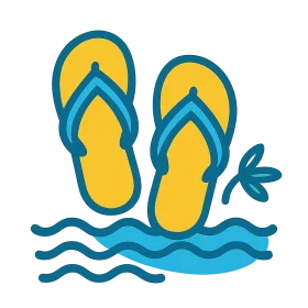 Sunny Beach Day Flip Flops Summer Vacation Tropical Clipart Illustration