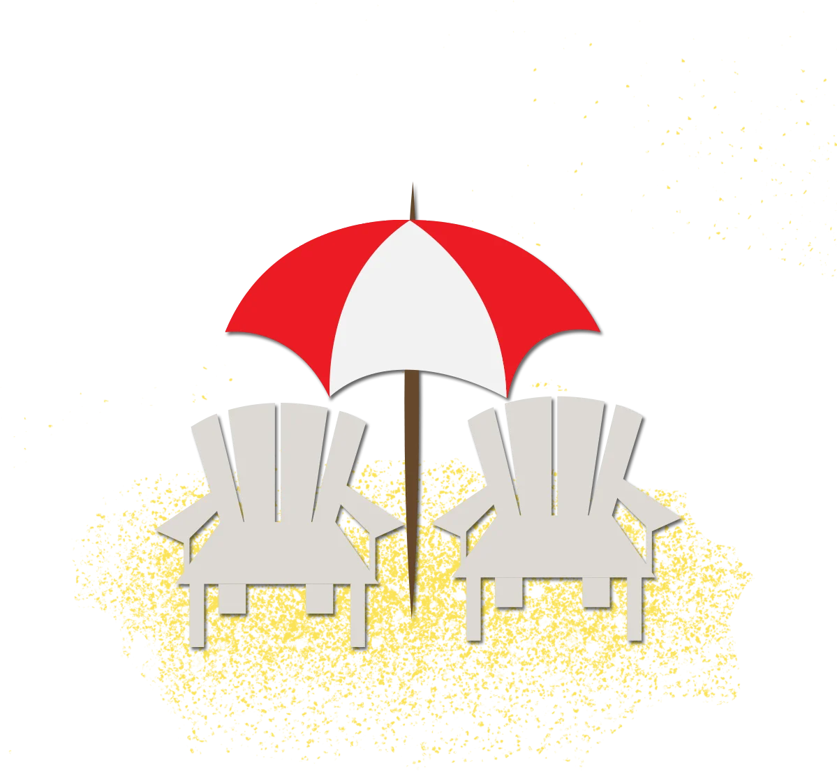 Sunny Beach Retreat: Adirondack Chairs and Umbrella Summer Clipart Scene