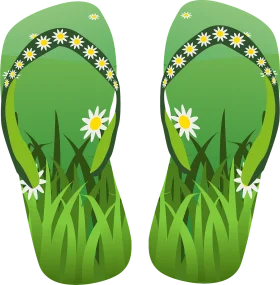 Sunny Meadow Daisy Flip Flops Summer Footwear Clipart Design