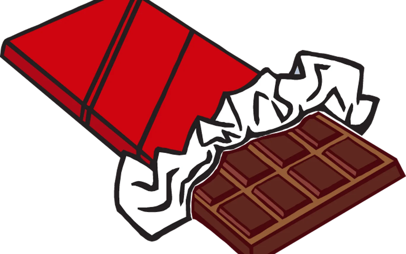 Unwrapped Chocolate Bar Clipart with Red Foil Packaging Design