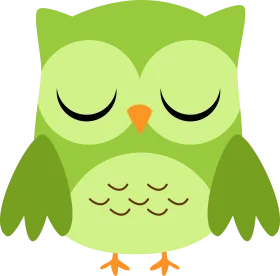 Adorable Green Sleepy Owl Clipart Design with Cute Minimalist Style