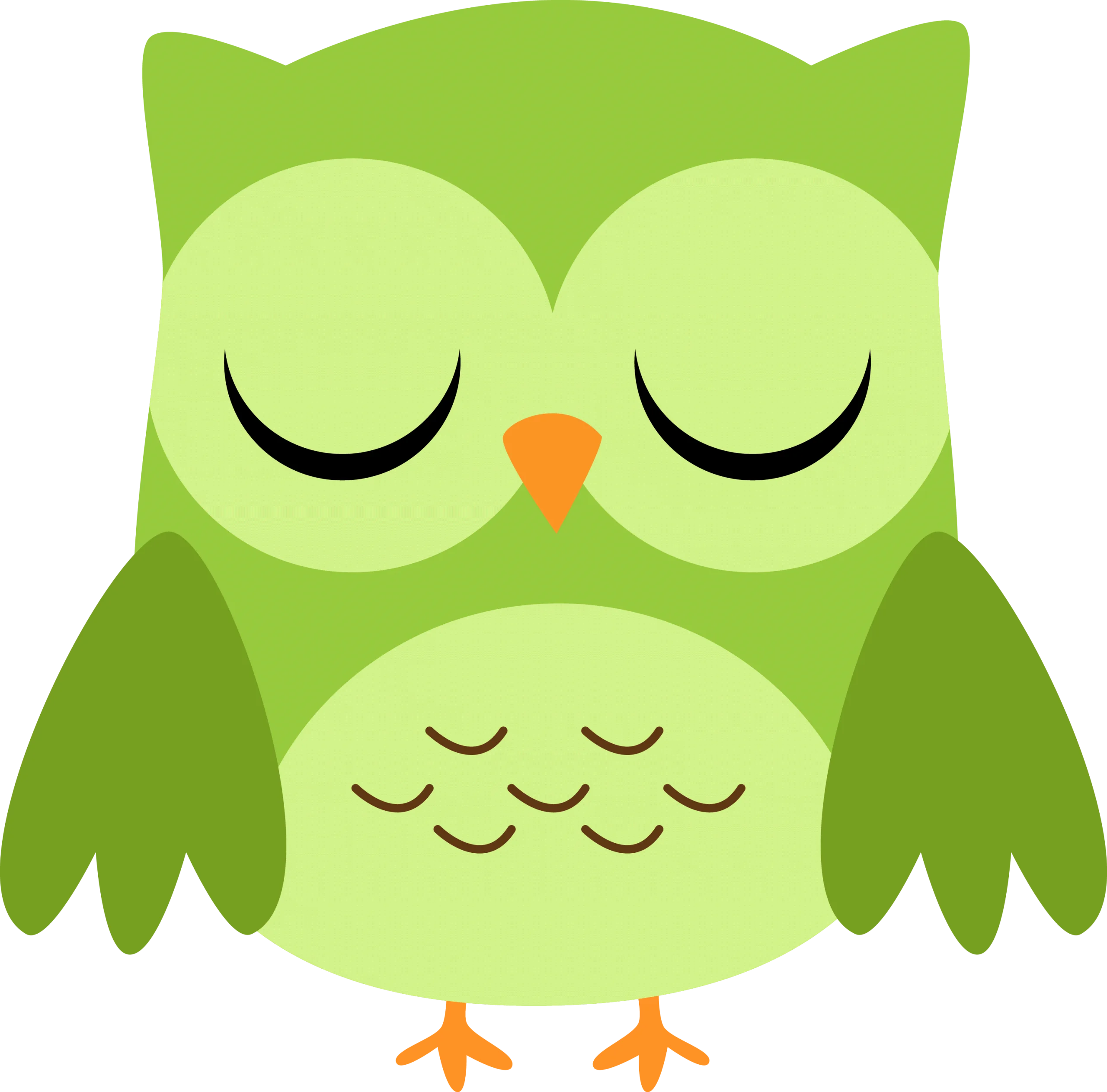 Adorable Green Sleepy Owl Clipart Design with Cute Minimalist Style