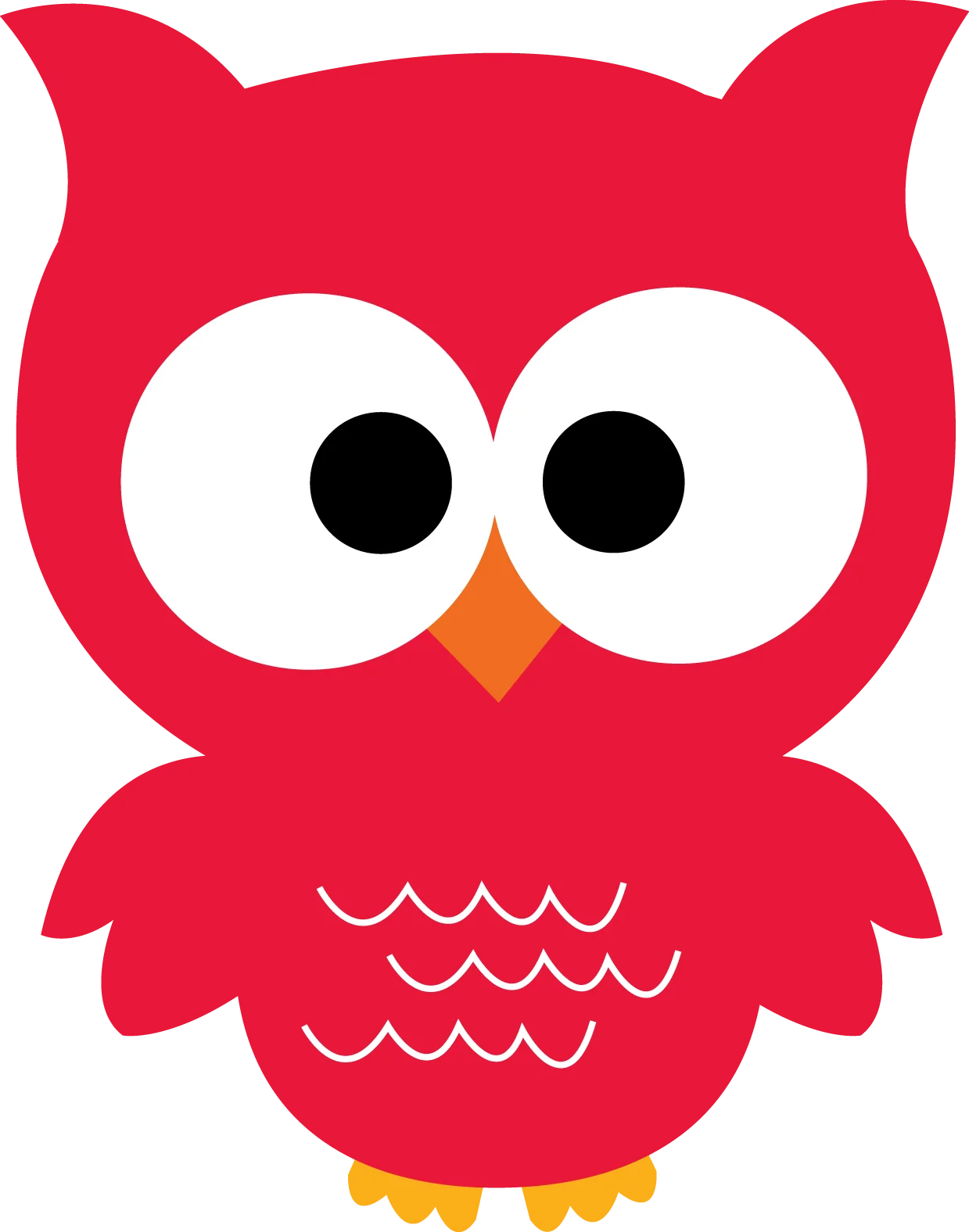 Adorable Red Cartoon Owl Clipart with Comically Large Eyes and Charming Design