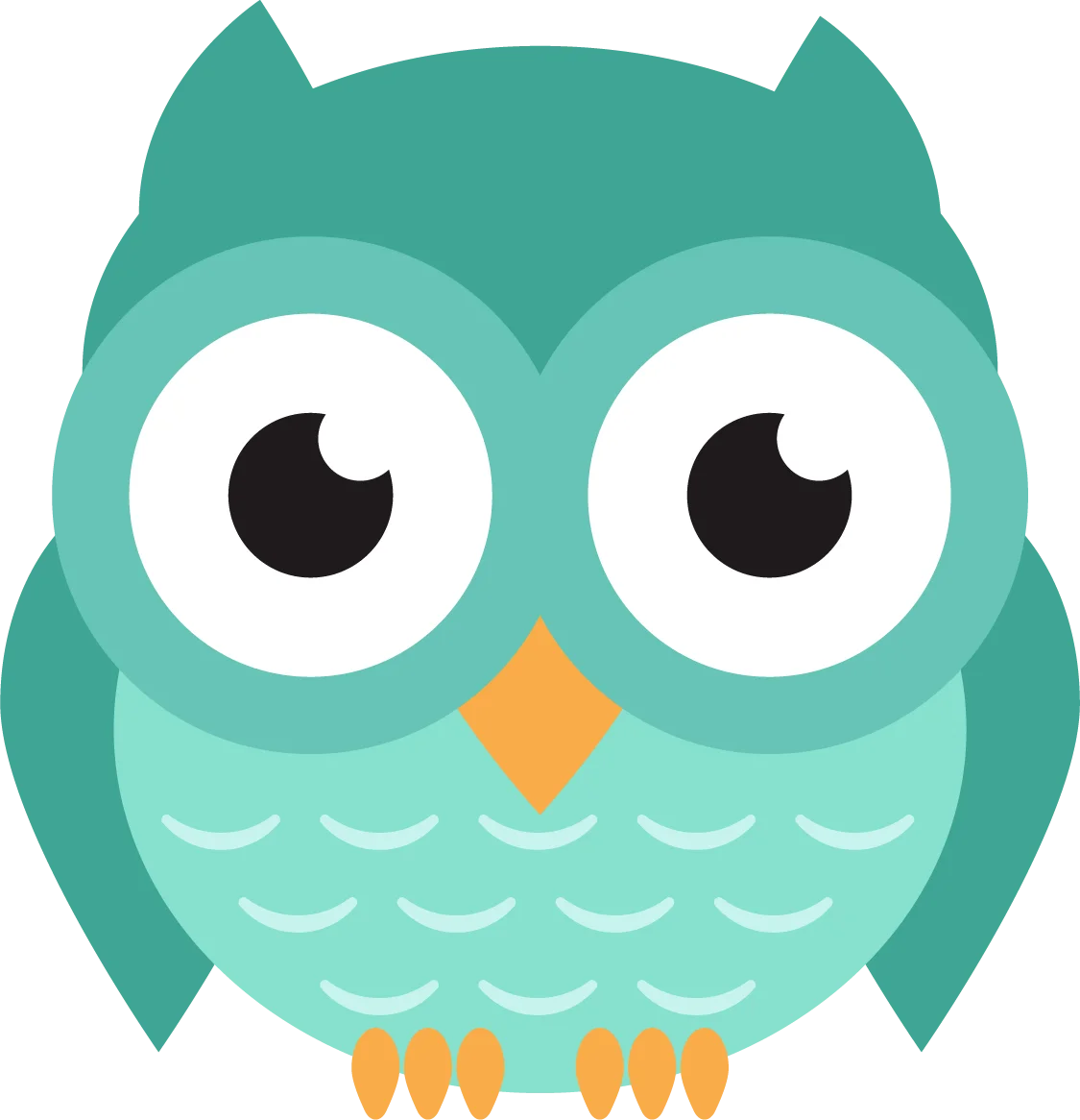 Adorable Teal and Turquoise Big-Eyed Cartoon Owl Clipart Design