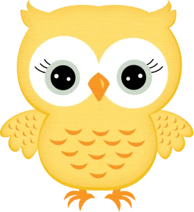 Adorable Yellow Cartoon Owl Clipart: Cute Big-Eyed Feathered Friend
