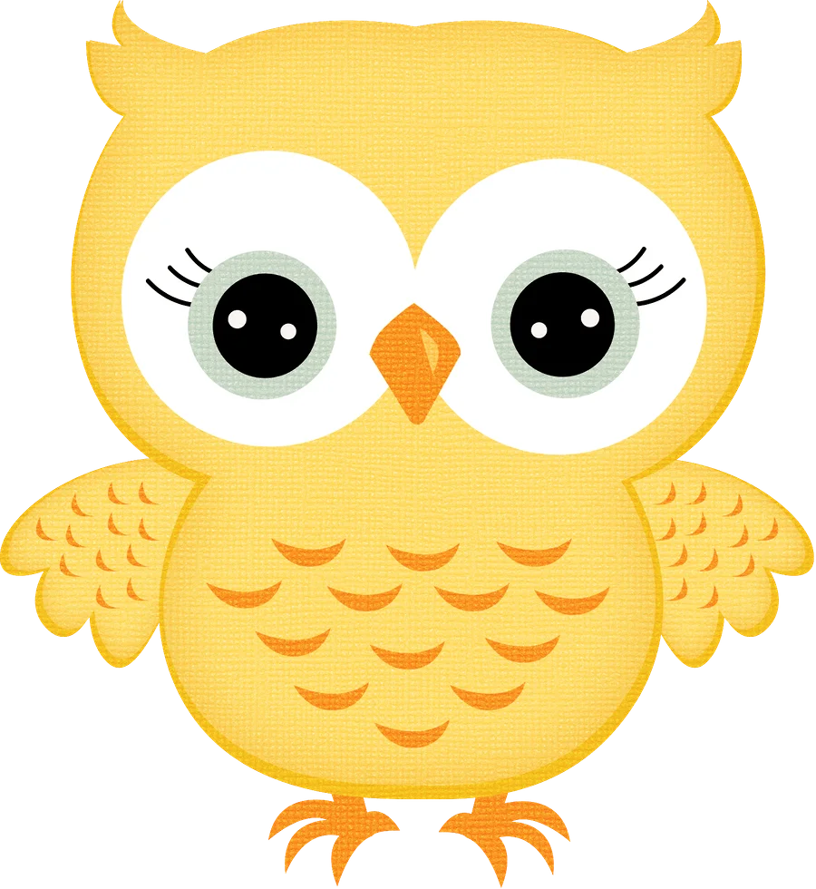 Adorable Yellow Cartoon Owl Clipart: Cute Big-Eyed Feathered Friend