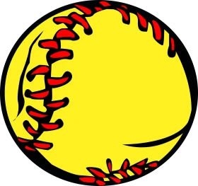 Bright Yellow Softball Clipart with Red Stitching Design Illustration