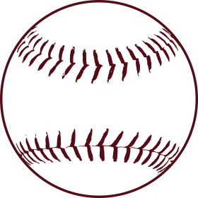 Classic Maroon Softball Clipart - Detailed Line Art Illustration of Baseball
