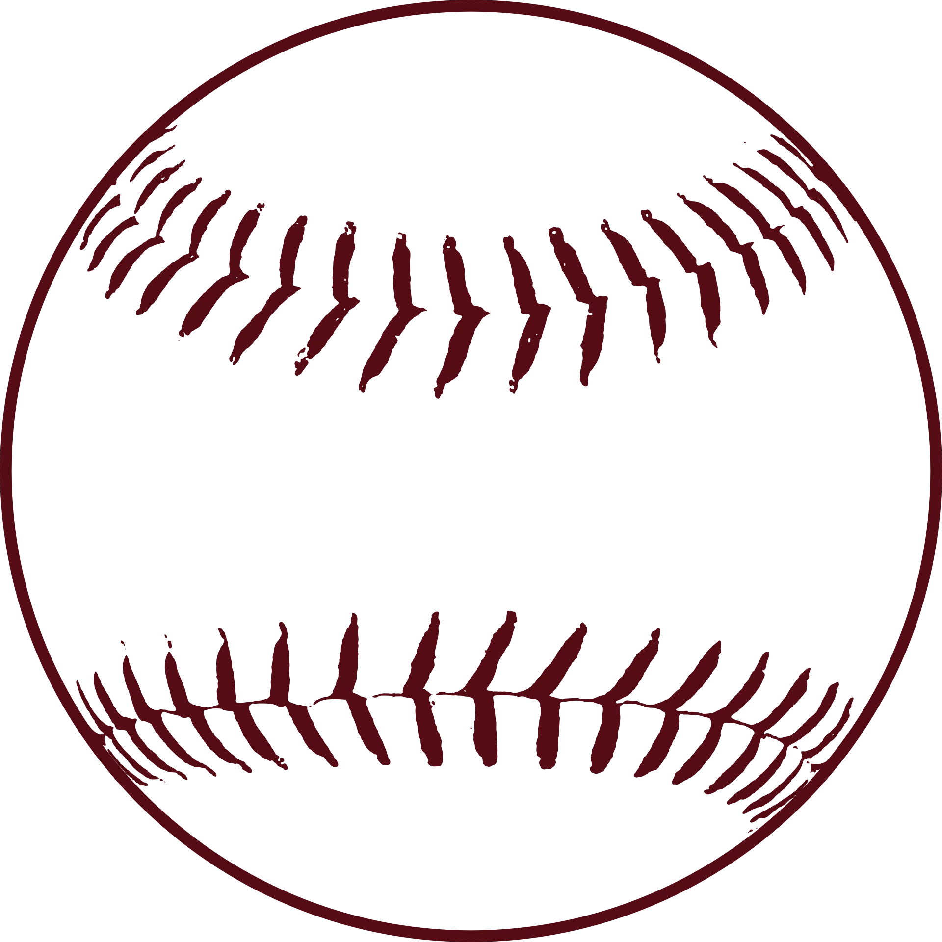 Classic Maroon Softball Clipart - Detailed Line Art Illustration of Baseball