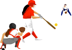 Dynamic Softball Action Clipart Featuring Players in Striking Poses