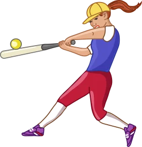 Dynamic Softball Player Batting Cartoon Character Clipart Illustration