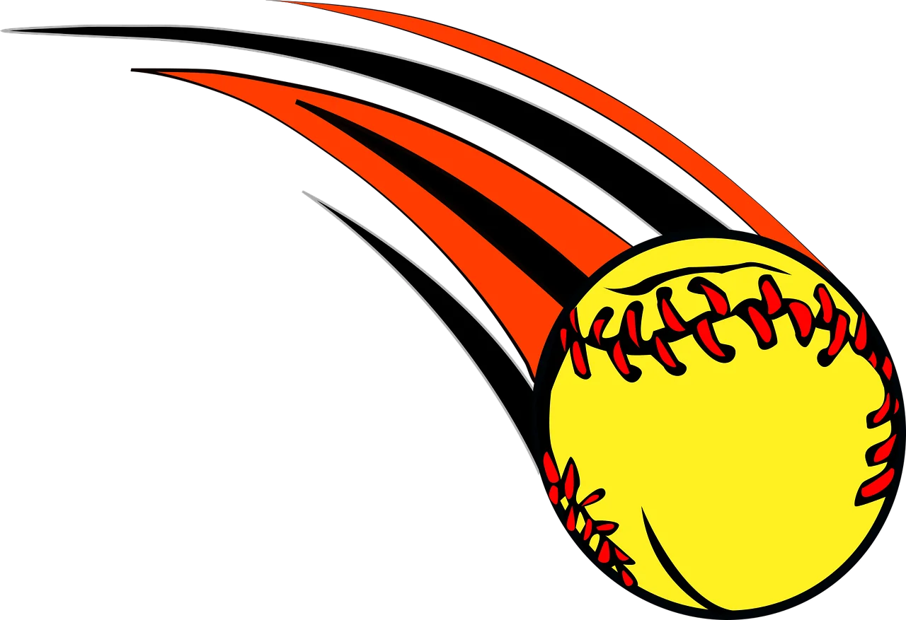 High-Speed Motion Softball Clipart Illustration with Dynamic Streaking Lines