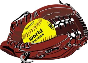 Intense Softball World Champion Leather Glove Yellow Ball Clipart Design