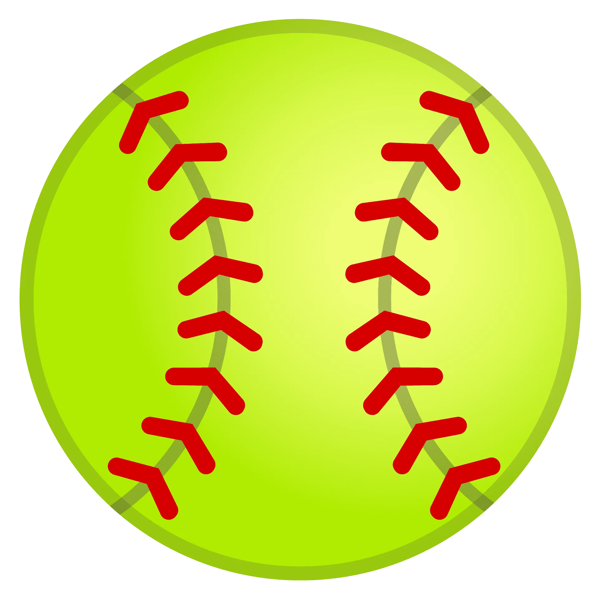 Bright Neon Green Softball Clipart with Striking Red Stitching Design