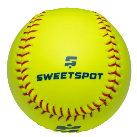 Bright Neon Yellow Softball Clipart with Red Stitching and SweetSpot Logo
