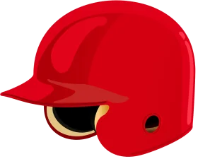 Bright Red Baseball or Softball Batting Helmet Clipart Design Illustration