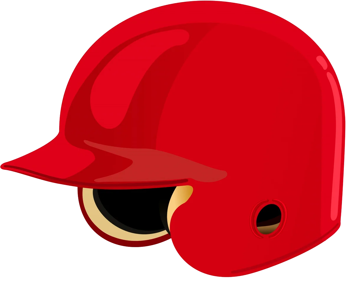 Bright Red Baseball or Softball Batting Helmet Clipart Design Illustration