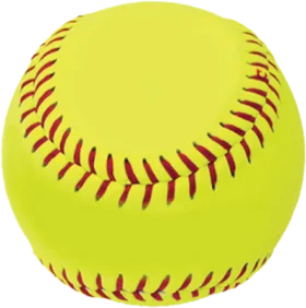 Bright Yellow Softball Clipart Illustration with Distinctive Red Stitching Design