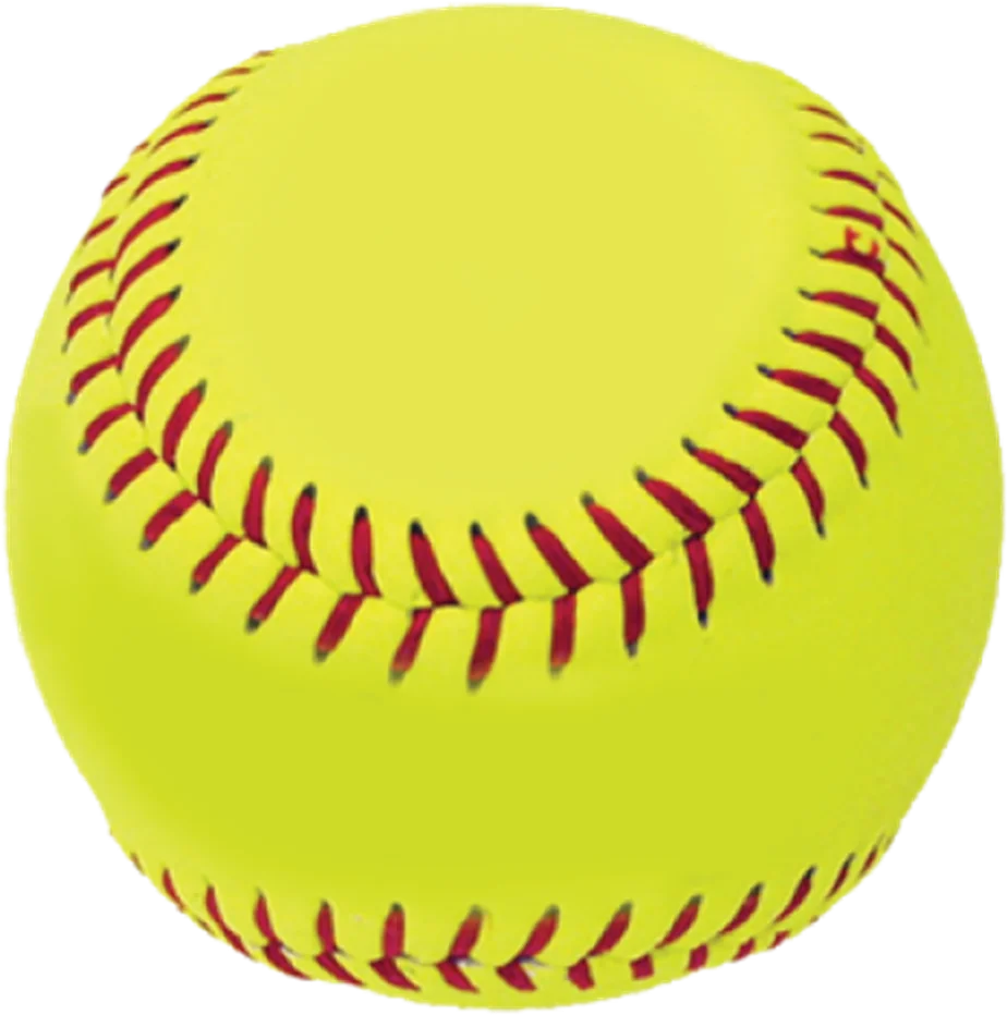 Bright Yellow Softball Clipart Illustration with Distinctive Red Stitching Design